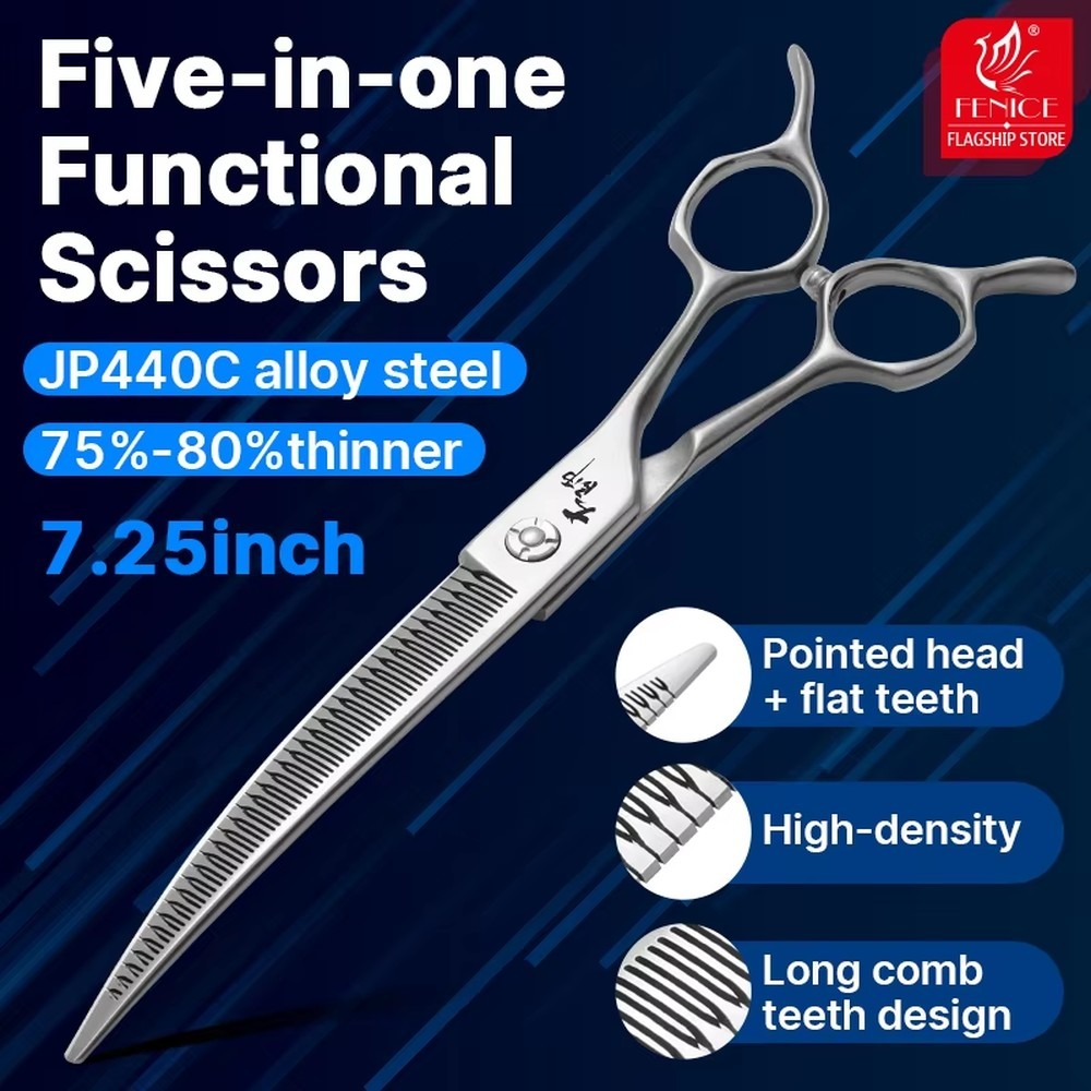Professional Pet Grooming Scissors Curved - 7,25-дюймовые экологичные изогнутые ножницы из нержавеющей