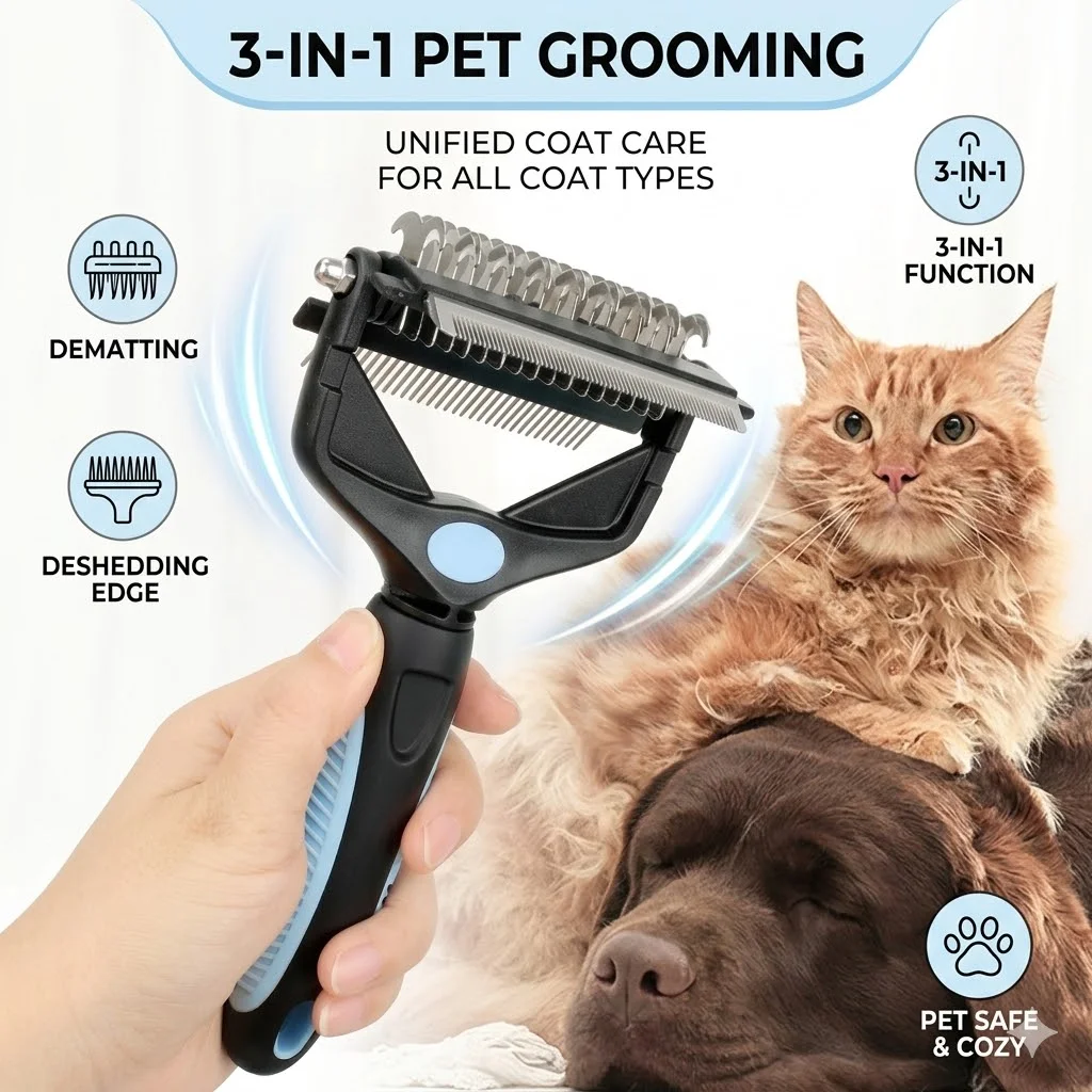 Undercoat Rake Dematting Tool Dog Shedding - Щетка для удаления шерсти животных 3