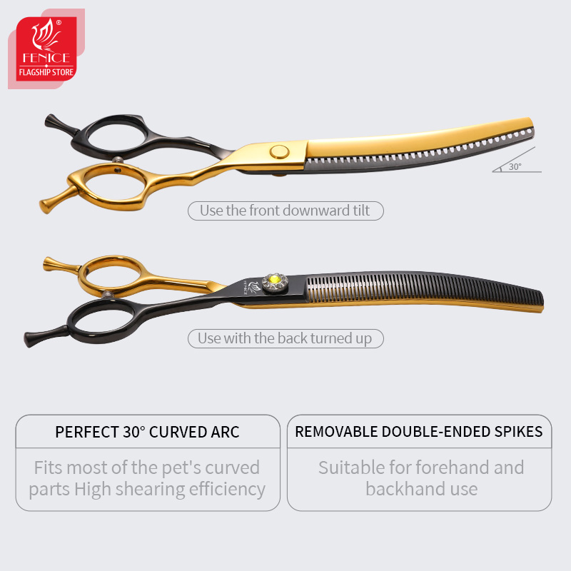 Fenice 7,25 дюймовые черные и  – обзор и цена Professional Pet Grooming Scissors Curved