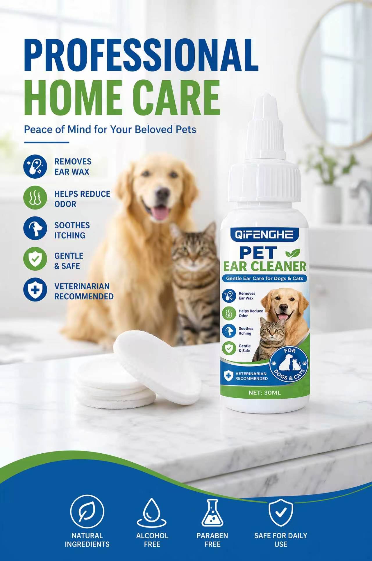 30 мл капель для чистки ушей д – обзор и цена Dog Ear Cleaner Solution Drops Wash