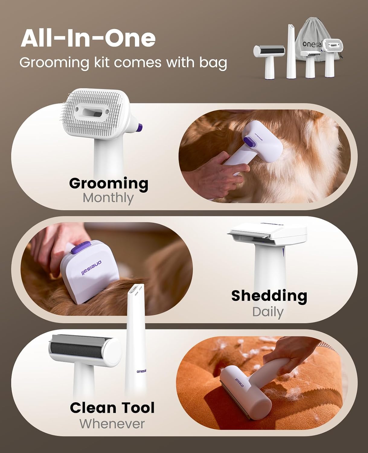 Наборы щеток-щетоколоток oneis – обзор и цена Pet Grooming Vacuum Suction Kit 5 In 1