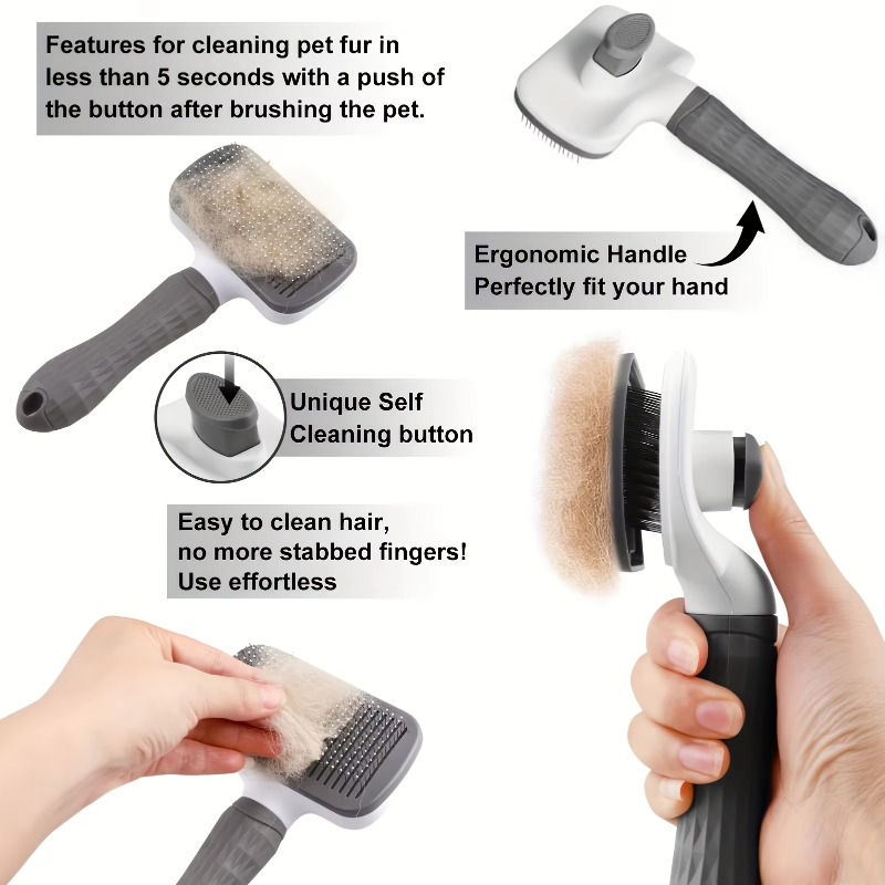Самоочищающаяся щетка для уход – обзор и цена Slicker Brush Self Cleaning Pet Grooming